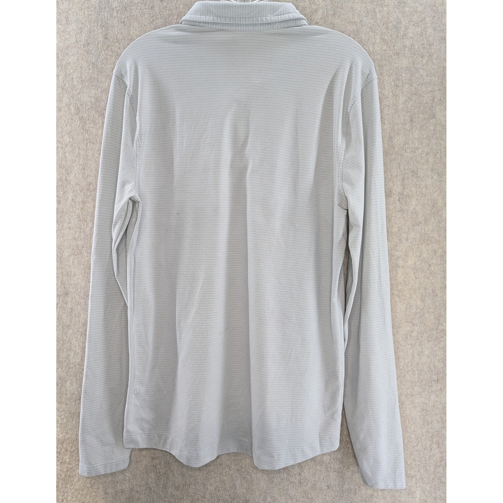Lululemon Men Long Sleeve Striped Polo Shirt Light Gray Athletic Size Small - Picture 2 of 4